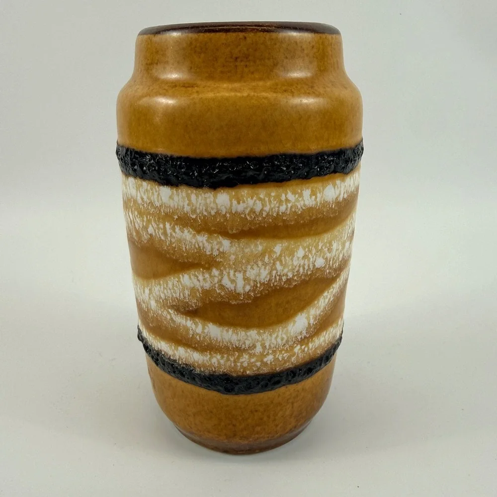 Scheurich West Germany Fat Lava Pottery Vase 231-15 Mid Century Modern Ochre